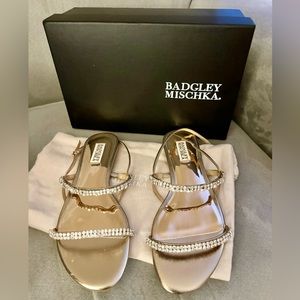 NWT Badgley Mischka Zandra Embellished Flat Sandals